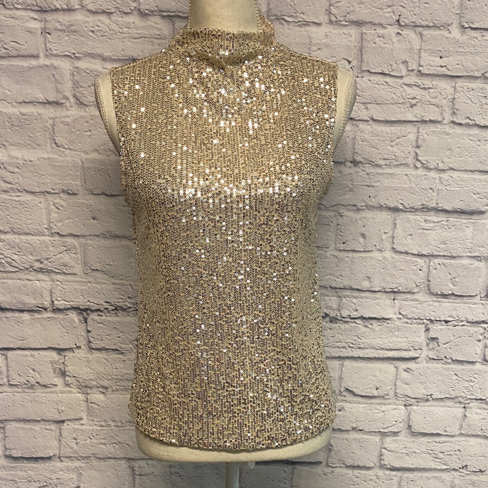 Open Edit Sequin Sleeveless Top Size S
